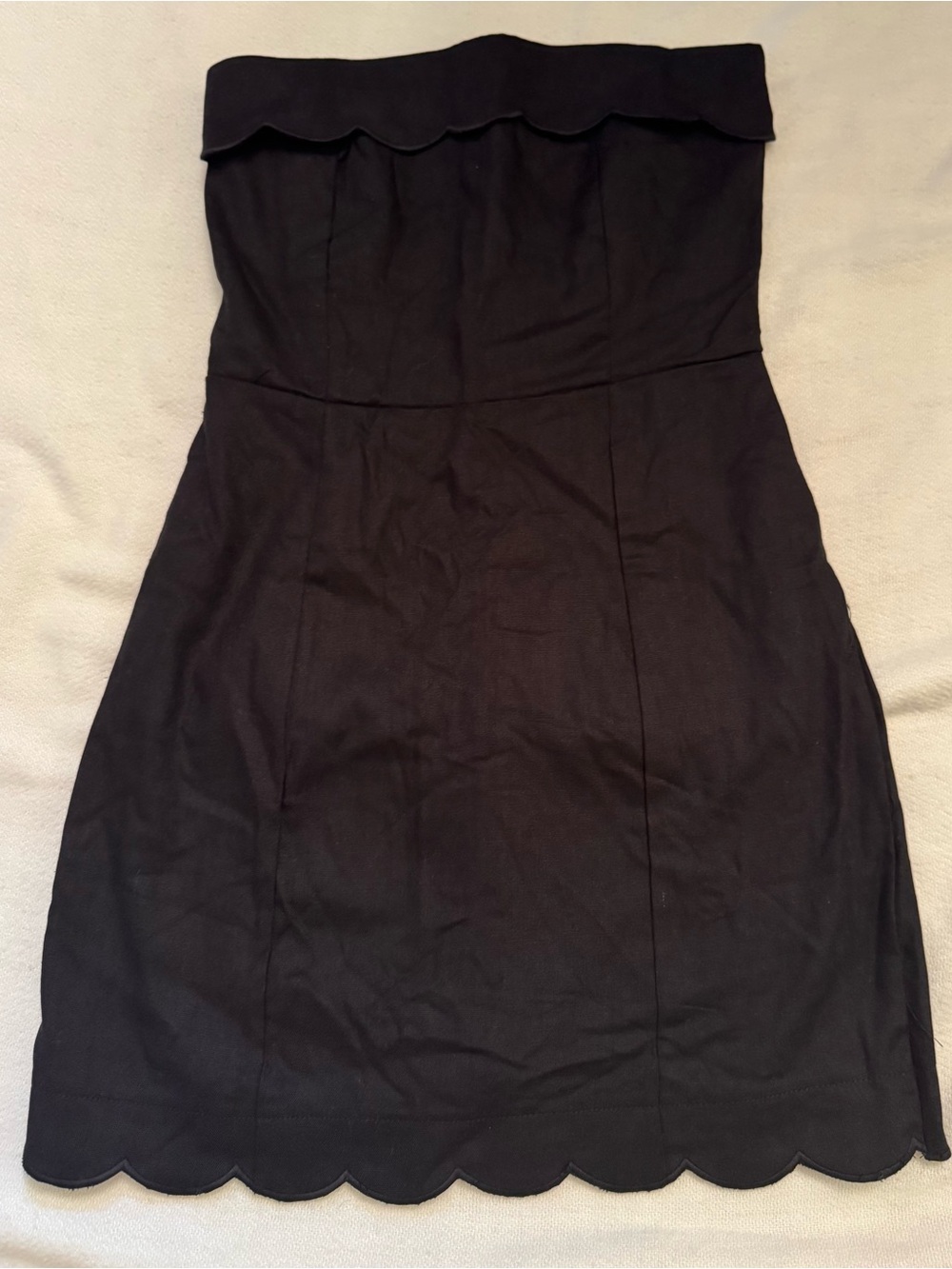Miami Brand Black Strapless Scallop-Hem Cocktail Dress